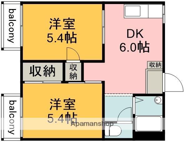メゾン新町(2DK/2階)の間取り写真