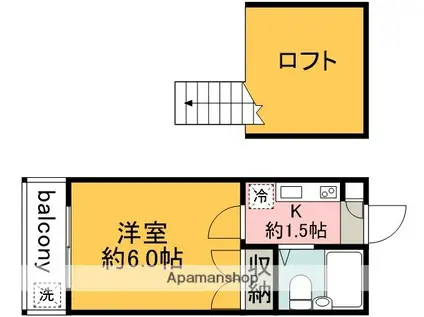 ユーズアークⅡ(1K/1階)の間取り写真