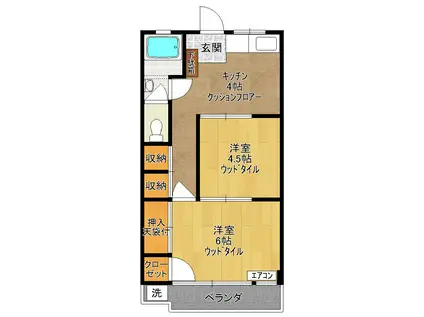 第1登戸コーポ(2K/4階)の間取り写真