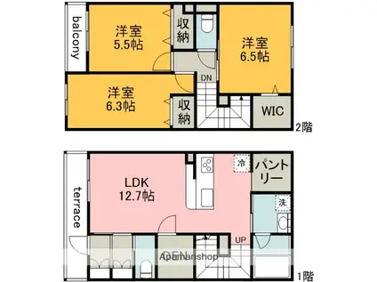 FAMILLE橘(3LDK/1階)の間取り写真