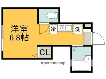 バーミープレイス調布Ⅱ(ワンルーム/1階)の間取り写真