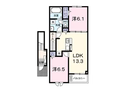 オリュザA(2LDK/2階)の間取り写真