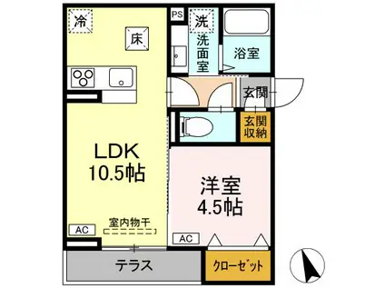 ASSET-COURT堀之内(1LDK/1階)の間取り写真