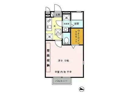 若葉ハイム(1K/1階)の間取り写真