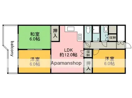 ライオンズマンション調布 B棟(3LDK/2階)の間取り写真