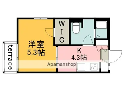 若葉ハイム(1K/1階)の間取り写真