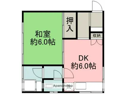 木綿荘(1DK/1階)の間取り写真