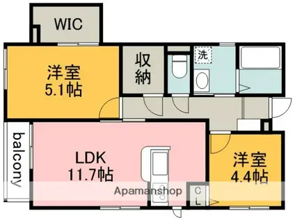 RESIDENCE ANISE(2LDK/1階)の間取り写真