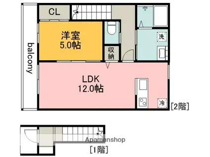 グレイスフィールズ飛田給(1LDK)の間取り写真