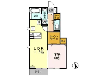 グランディール(1LDK/1階)の間取り写真