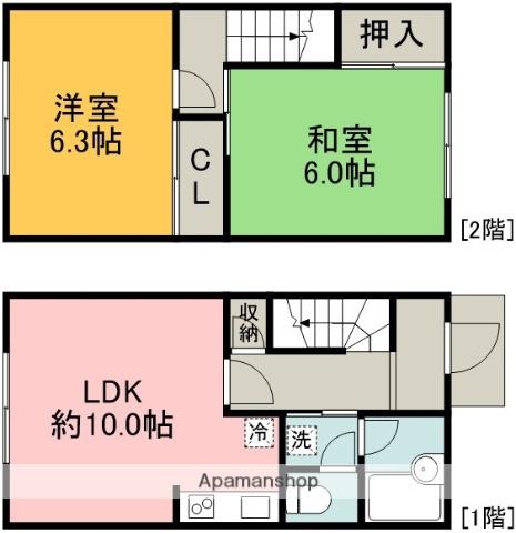 メゾネット吉方(2LDK)の間取り写真