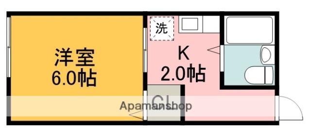中山荘(1K/2階)の間取り写真