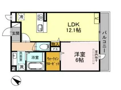 CRESCENTE経堂 壱番館(1LDK/3階)の間取り写真