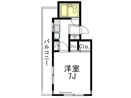 エステエビル(1K/4階)の間取り写真