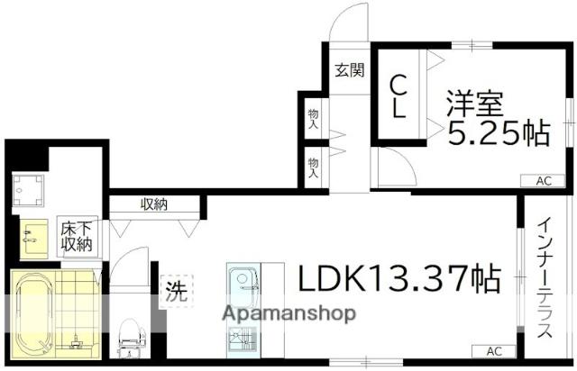 ワイズ笹塚(1LDK/1階)の間取り写真
