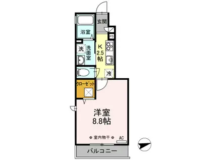 ヴェルサン調布(1K/1階)の間取り写真