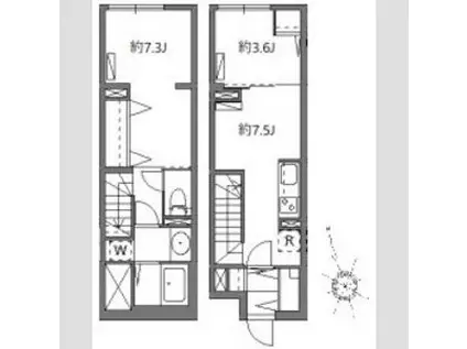 ソラシアレジデンス学芸大学Ⅱ(2DK/B1階)の間取り写真