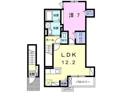 ウイ アウリイ(1LDK/2階)の間取り写真
