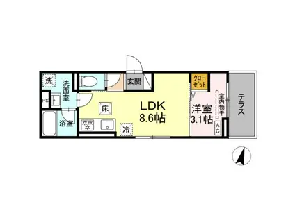 D PAINA 登戸新町(1LDK/1階)の間取り写真