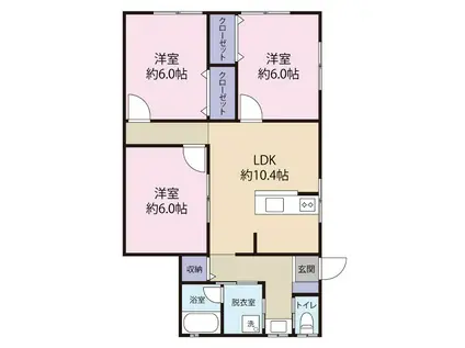 クロノス宿河原(3LDK/2階)の間取り写真