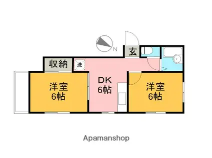 ヒルサイドメゾンA棟(2DK/1階)の間取り写真