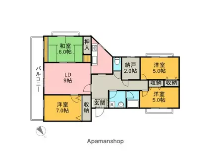グリーンヒル藤が丘CⅡ(4SLDK/2階)の間取り写真