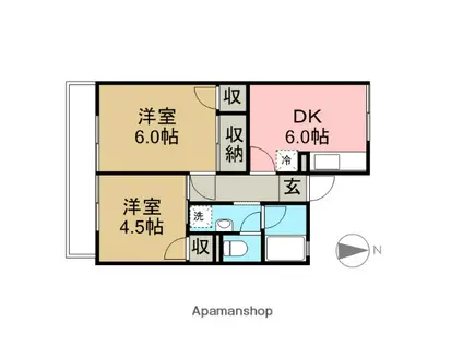 シャルム藤が丘(2DK/2階)の間取り写真