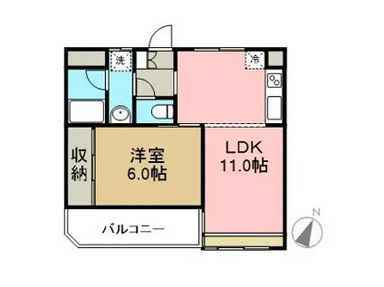 市ヶ尾森ビル五番館(1LDK/2階)の間取り写真