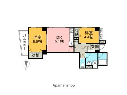 和田ビル宮崎台(2DK/4階)の間取り写真