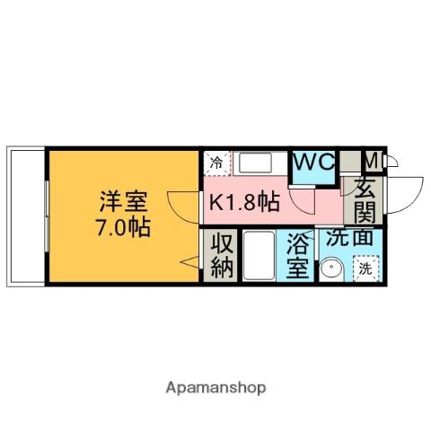 VIARE美しが丘(1K/1階)の間取り写真