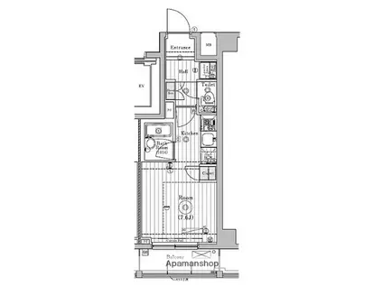 リライア横濱市ヶ尾(1K/4階)の間取り写真