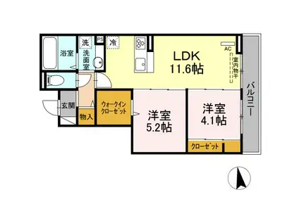 フェリナーレ(2LDK/3階)の間取り写真