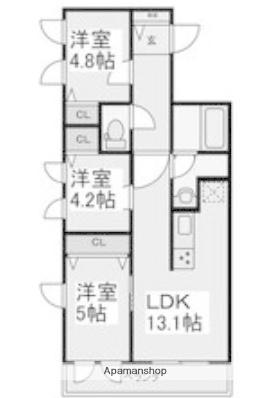 ブルーリーフあざみ野(3LDK/2階)の間取り写真
