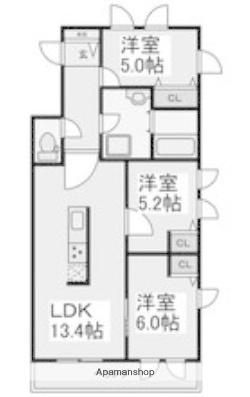 ブルーリーフあざみ野(3LDK/2階)の間取り写真