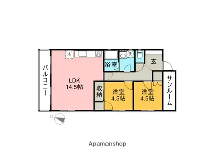 メゾン・ド・アミ(2LDK/3階)の間取り写真