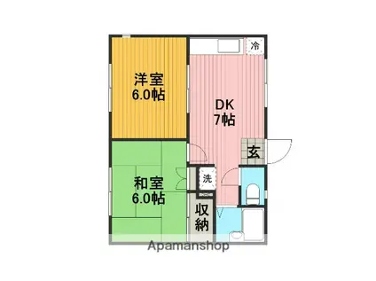 エヴァンス上鶴間A(2DK/1階)の間取り写真