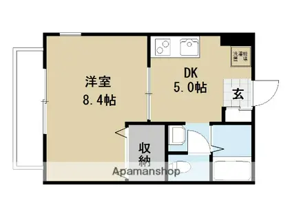 シャンスーシャンブル(1DK/1階)の間取り写真