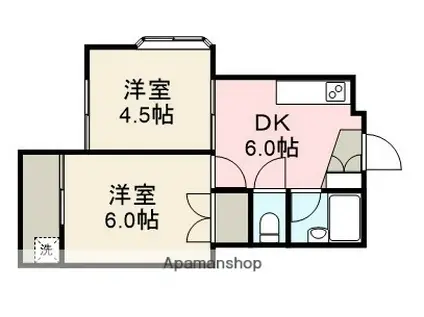ララ東林間(2DK/2階)の間取り写真