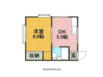 アパート美里(1DK/2階)の間取り写真