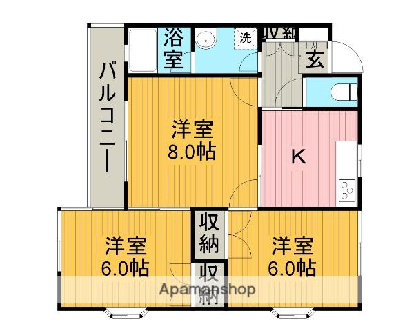 CLLエクセレンス相模台Ⅱ(3K/3階)の間取り写真