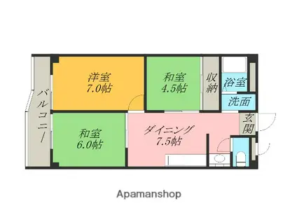 アパートメント松ヶ枝Ⅱ(3DK/5階)の間取り写真