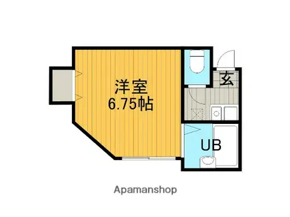 ロッシェル北里Ⅱ号棟(1K/1階)の間取り写真