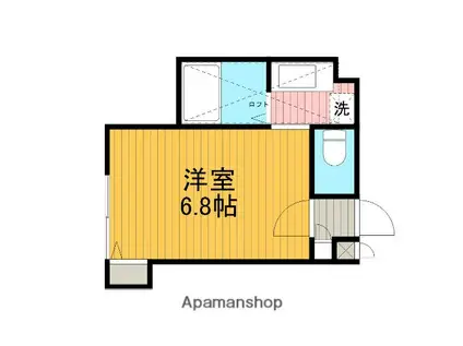 ロッシェル北里Ⅱ号棟(1K/2階)の間取り写真