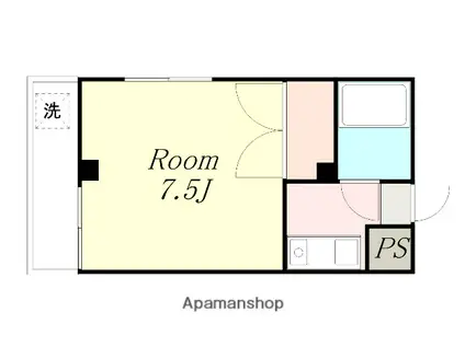 スカイヒル北里(ワンルーム/2階)の間取り写真