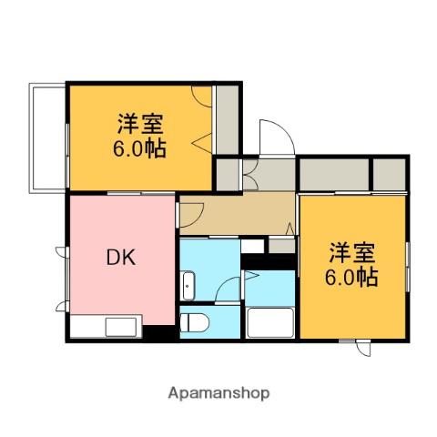 ベルデディアスⅠ(2DK/2階)の間取り写真