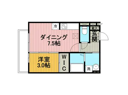 セジュール上鶴間(1DK/2階)の間取り写真