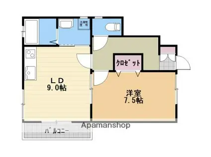 サクラーレ若松(1LDK/1階)の間取り写真