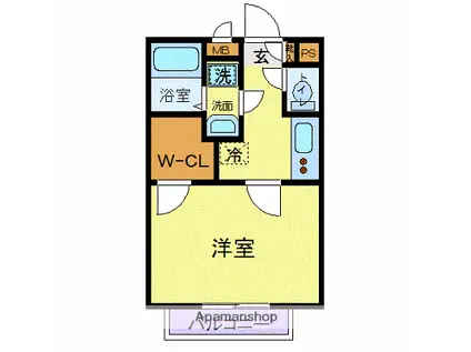 アムール相模が丘(1K/2階)の間取り写真