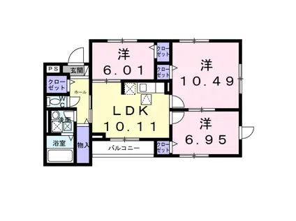 ニューエブリー(3LDK/2階)の間取り写真