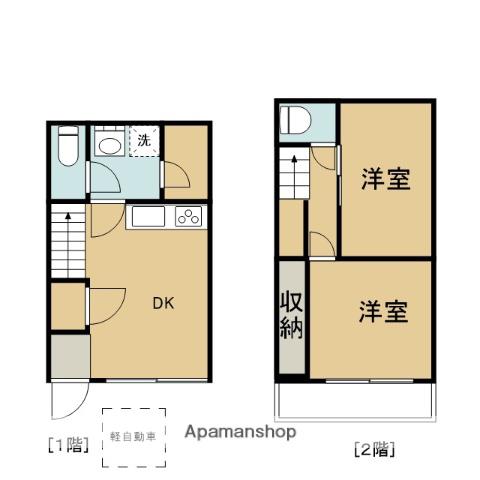 相模線 上溝駅 徒歩21分 2階建 築36年(2DK)の間取り写真